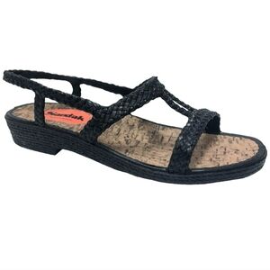 Vtg Y2K Sandak Marilu blk braided lightweight waterproof rubber sandals 10 NWOB